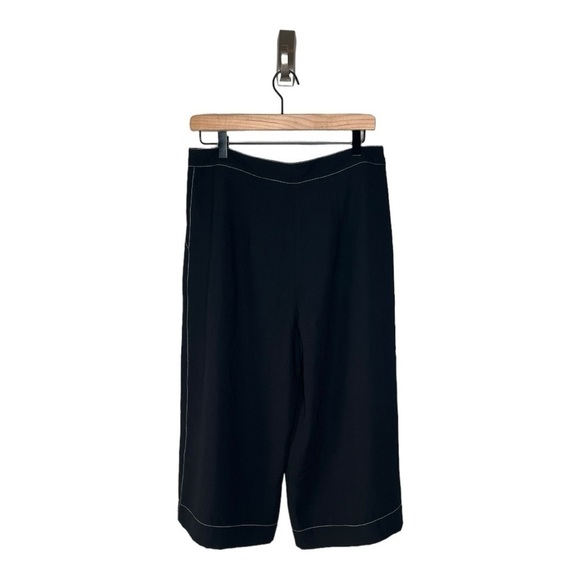 F&F Black White Contrast Stitch Wide Leg Culotte Crop Pants Womens Size 8 - Picture 4 of 14